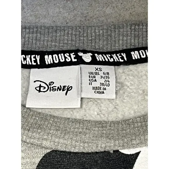 Disney Mickey Mouse Faces Pullover Crewneck Sweatshirt Gray Women’s X-Small 2/4 - Picture 8 of 11